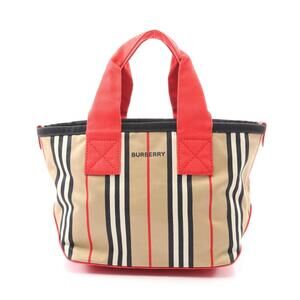 Burberry Icon Stripe Canvas Tote Bag Beige Tan Multicolor